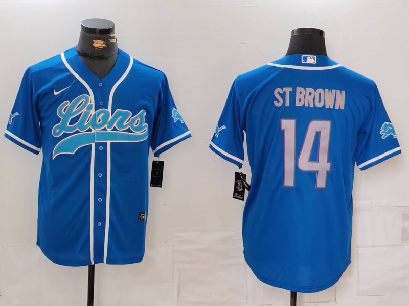 Men's Detroit Lions Amon-Ra St. Brown #14 Blue Jersey